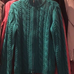 NWOT Worth Teal blue/green sweater that zips.-S-